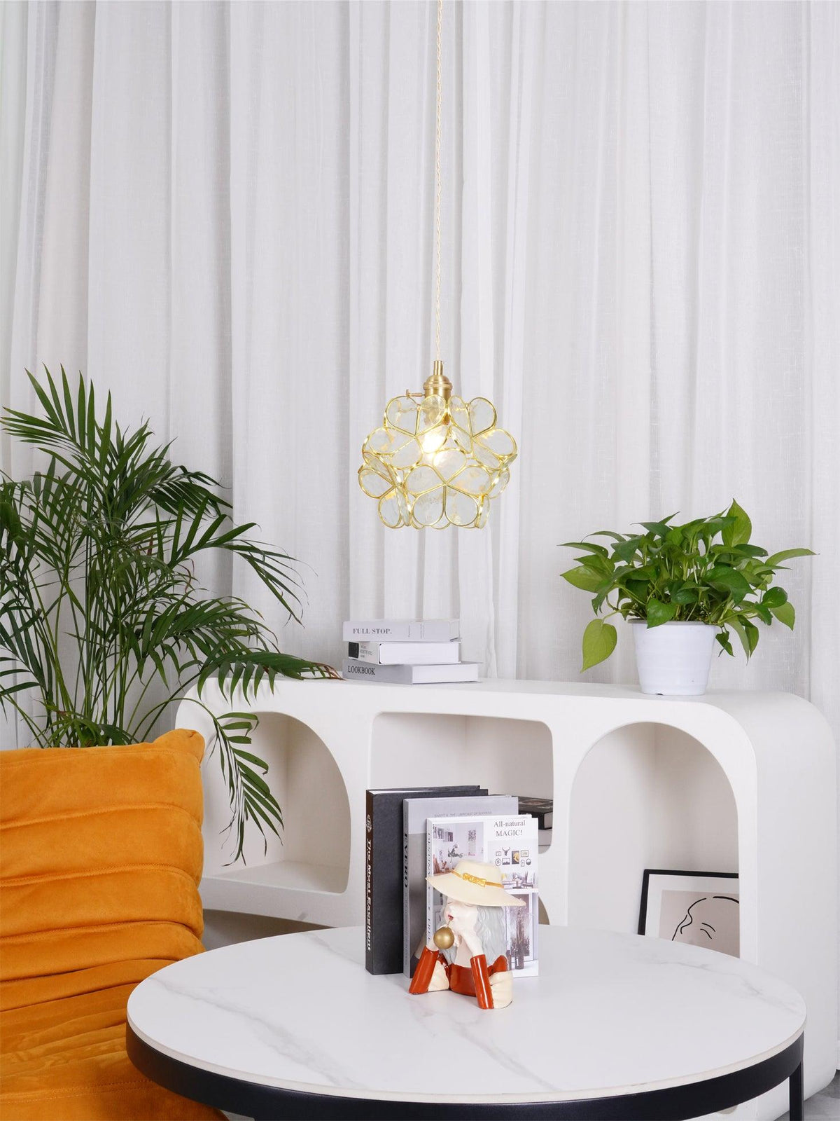 Glass Pendant Light with Petal Design-Lighting > Pendant Lights-casanuva-casanuva