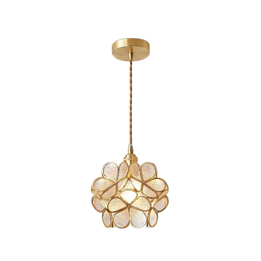 Glass Pendant Light with Petal Design-Lighting > Pendant Lights-casanuva-20cmxH20cm-Transparent B-casanuva