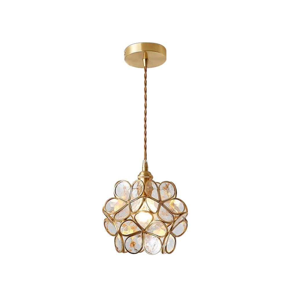 Glass Pendant Light with Petal Design-Lighting > Pendant Lights-casanuva-20cmxH20cm-Transparent C-casanuva