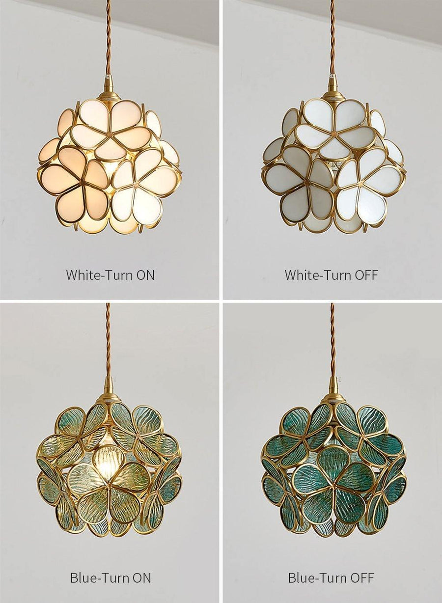 Glass Pendant Light with Petal Design-Lighting > Pendant Lights-casanuva-casanuva