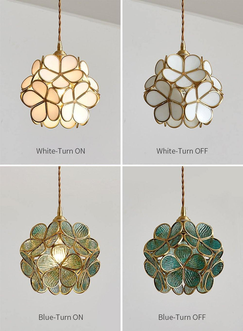 Glass Pendant Light with Petal Design-Lighting > Pendant Lights-casanuva-casanuva