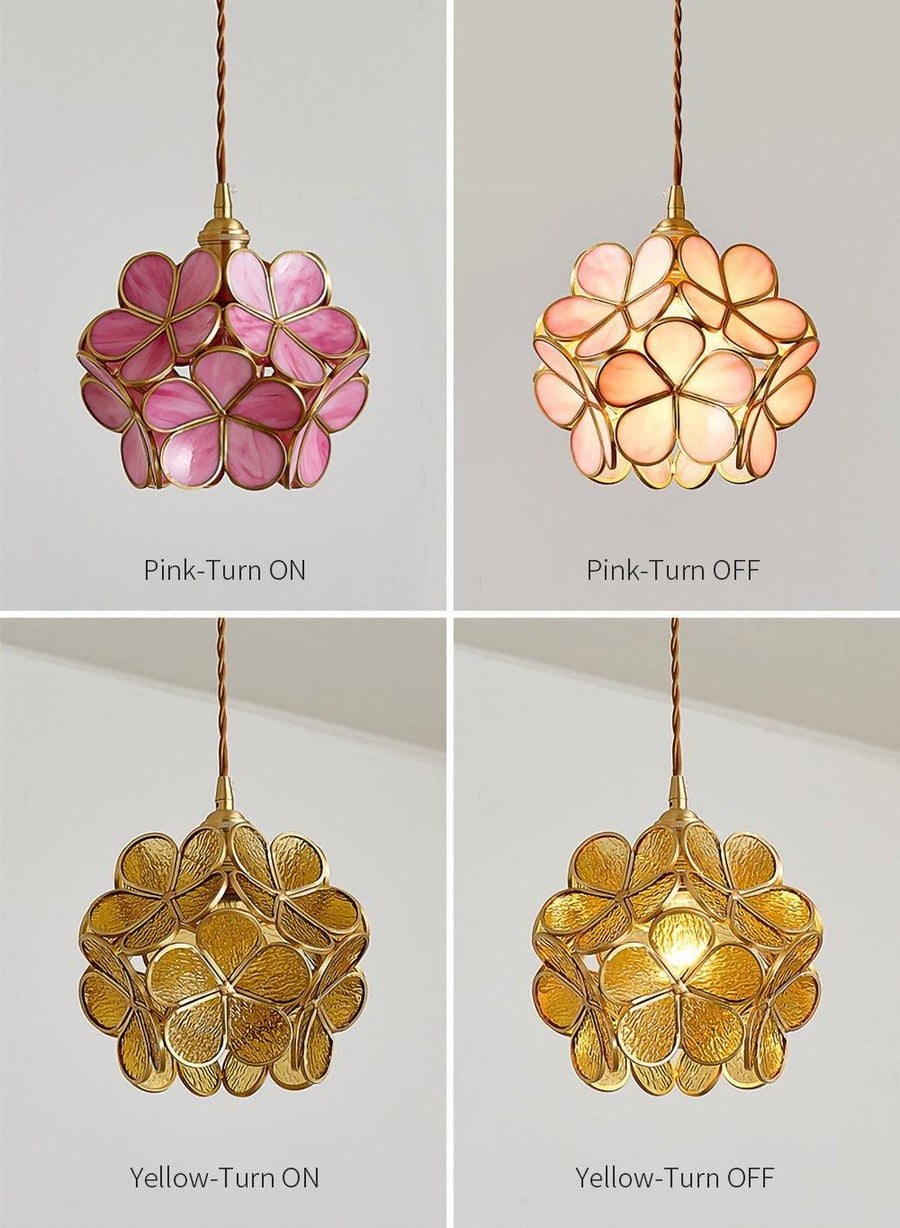 Glass Pendant Light with Petal Design-Lighting > Pendant Lights-casanuva-casanuva