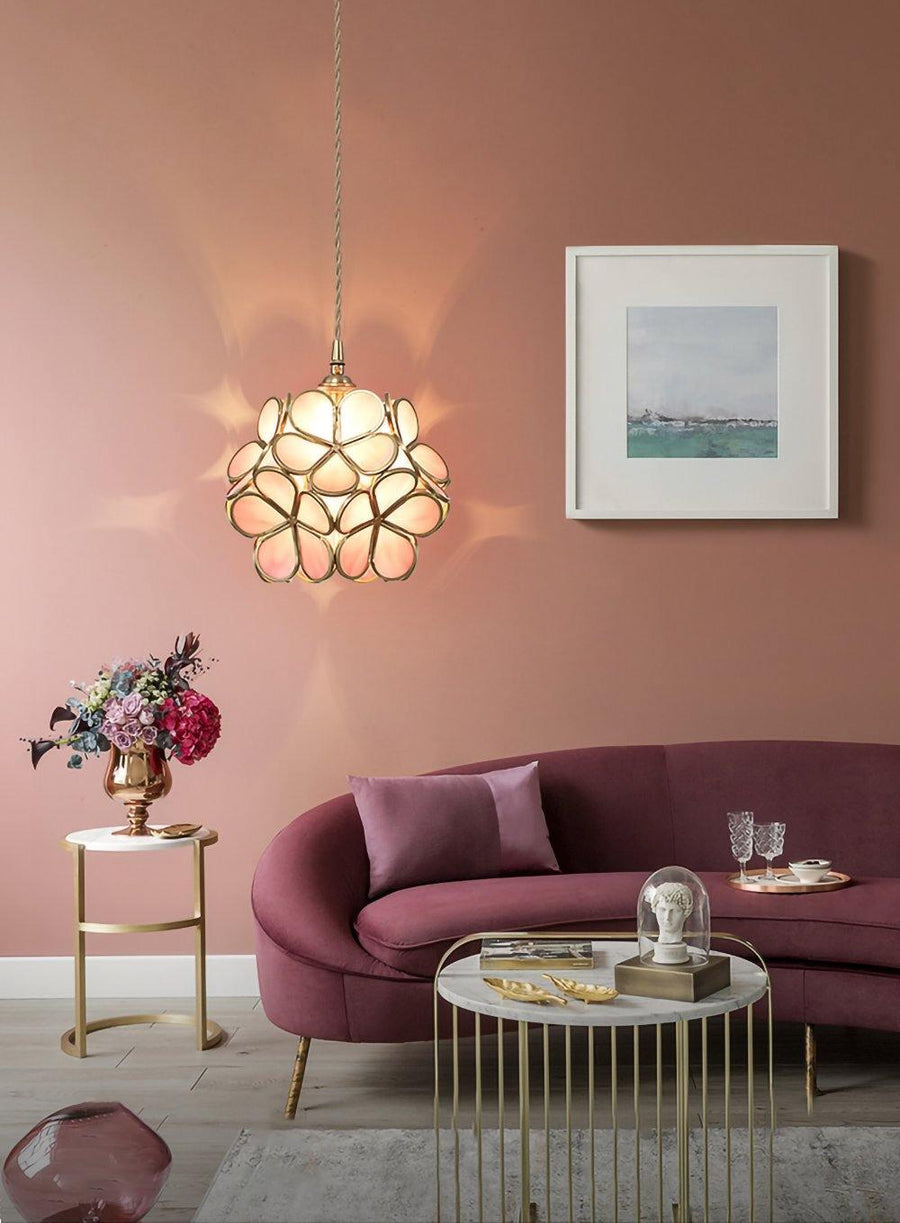 Glass Pendant Light with Petal Design-Lighting > Pendant Lights-casanuva-casanuva