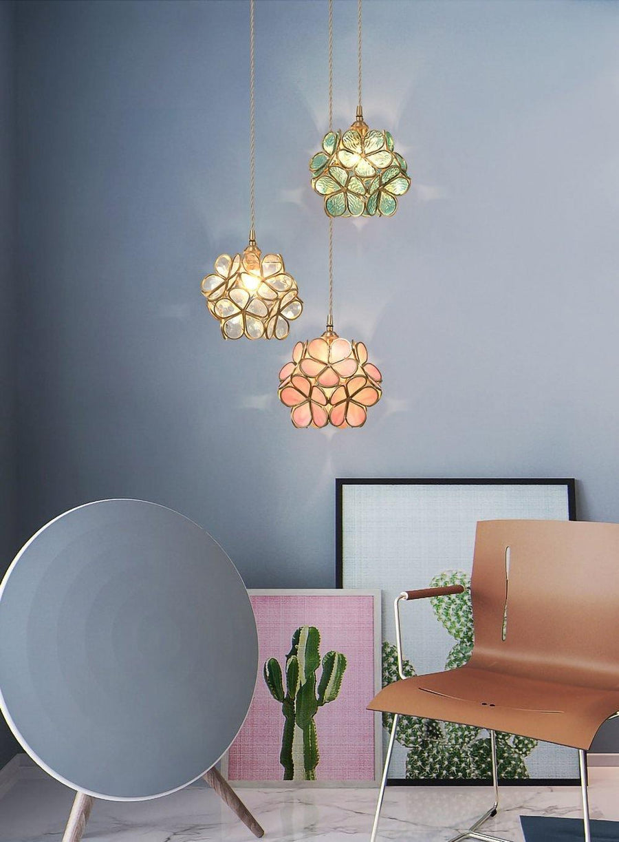 Glass Pendant Light with Petal Design-Lighting > Pendant Lights-casanuva-casanuva