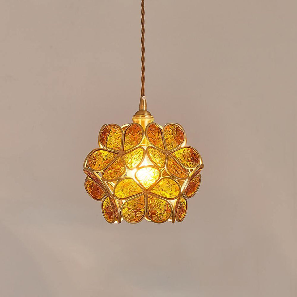 Glass Pendant Light with Petal Design-Lighting > Pendant Lights-casanuva-casanuva