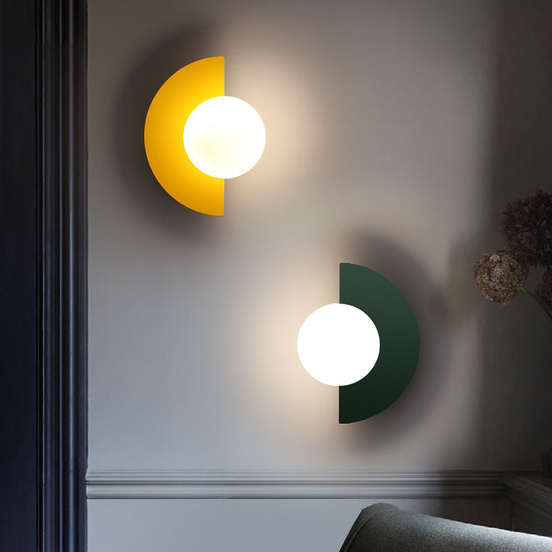 Glass Spherical Colorful Semicircle Wall Sconce Lamp 1-Light-Lighting > Wall Lights-casanuva-Dark Green-100V-120V-Warm Light (3000K)-casanuva