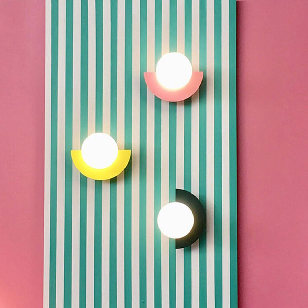 Glass Spherical Colorful Semicircle Wall Sconce Lamp 1-Light-Lighting > Wall Lights-casanuva-Pink-100V-120V-Neutral Light (4000K)-casanuva