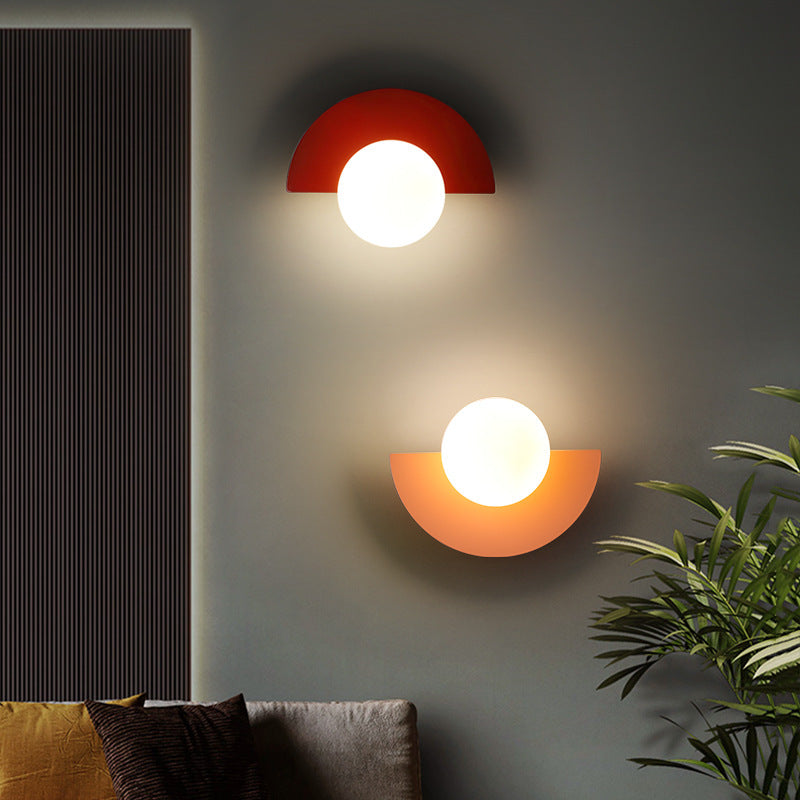 Glass Spherical Colorful Semicircle Wall Sconce Lamp 1-Light-Lighting > Wall Lights-casanuva-Red-100V-120V-Warm Light (3000K)-casanuva