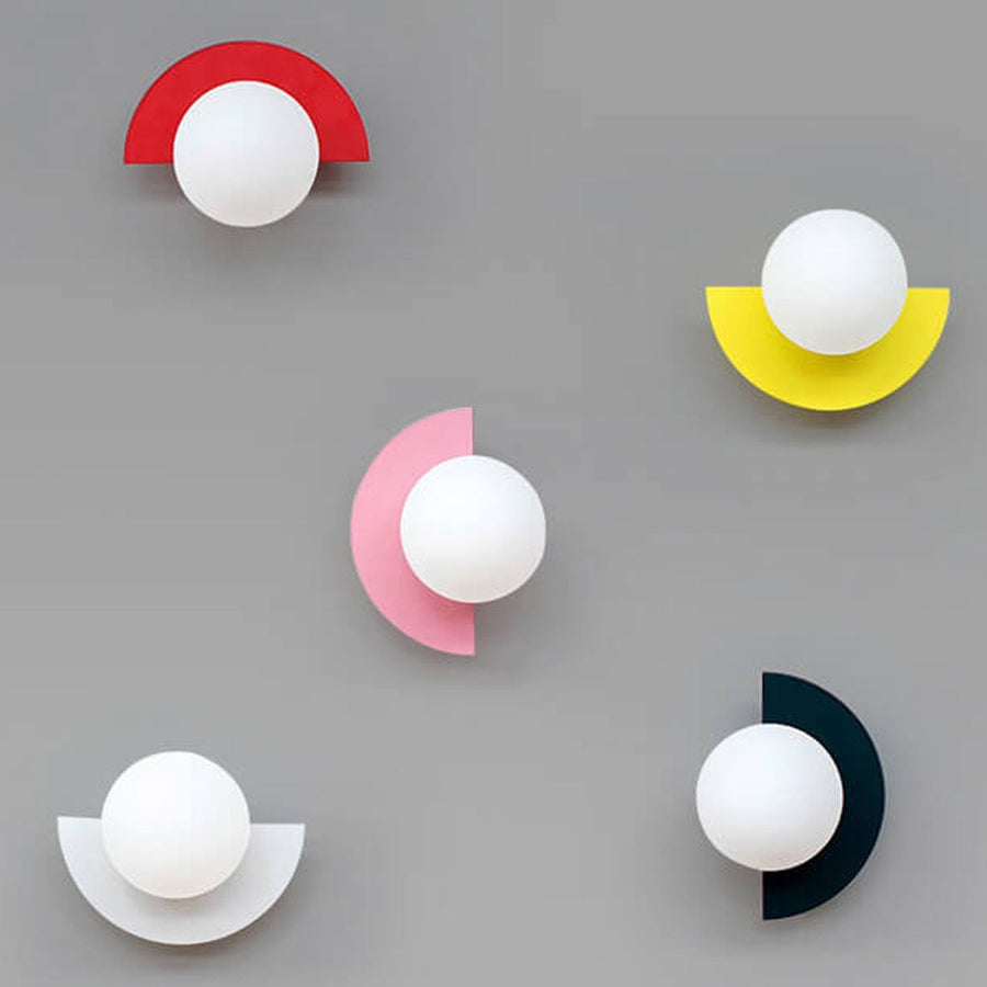 Glass Spherical Colorful Semicircle Wall Sconce Lamp 1-Light-Lighting > Wall Lights-casanuva-White-100V-120V-Neutral Light (4000K)-casanuva
