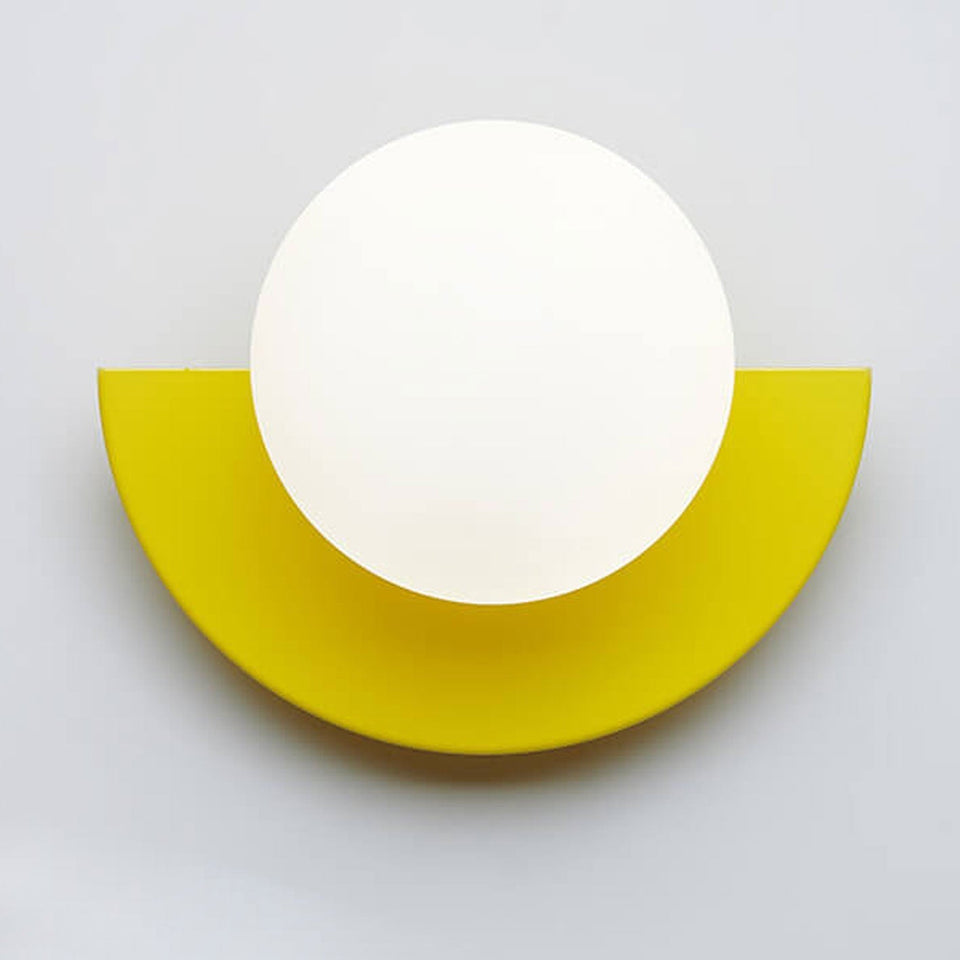 Glass Spherical Colorful Semicircle Wall Sconce Lamp 1-Light-Lighting > Wall Lights-casanuva-Yellow-100V-120V-Warm Light (3000K)-casanuva