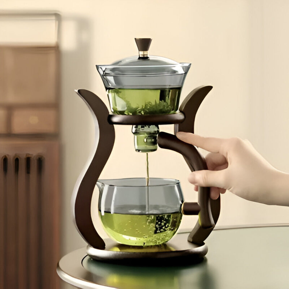 Glass Tea Drip Brewer with Wooden Stand and Magnetic Spout-Kitchen & Dining > Coffee & Tea-casanuva-casanuva