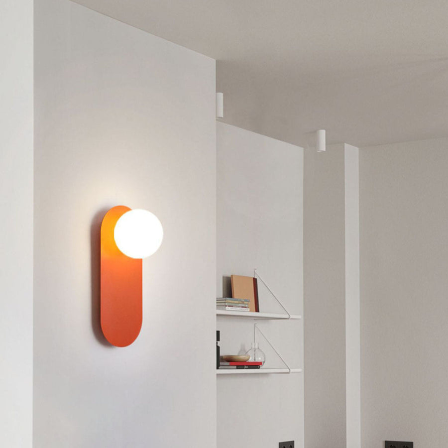 Glass Wall Sconce Lamp with Orange Ring 1-Light Nordic Minimalist Design-Lighting > Wall Lights-casanuva-110V-120V-casanuva