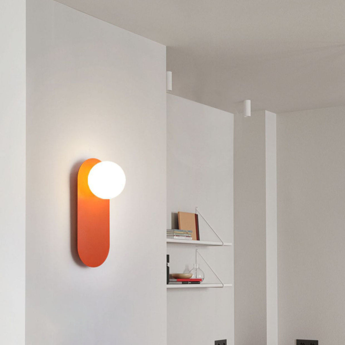 Glass Wall Sconce Lamp with Orange Ring 1-Light Nordic Minimalist Design-Lighting > Wall Lights-casanuva-110V-120V-casanuva