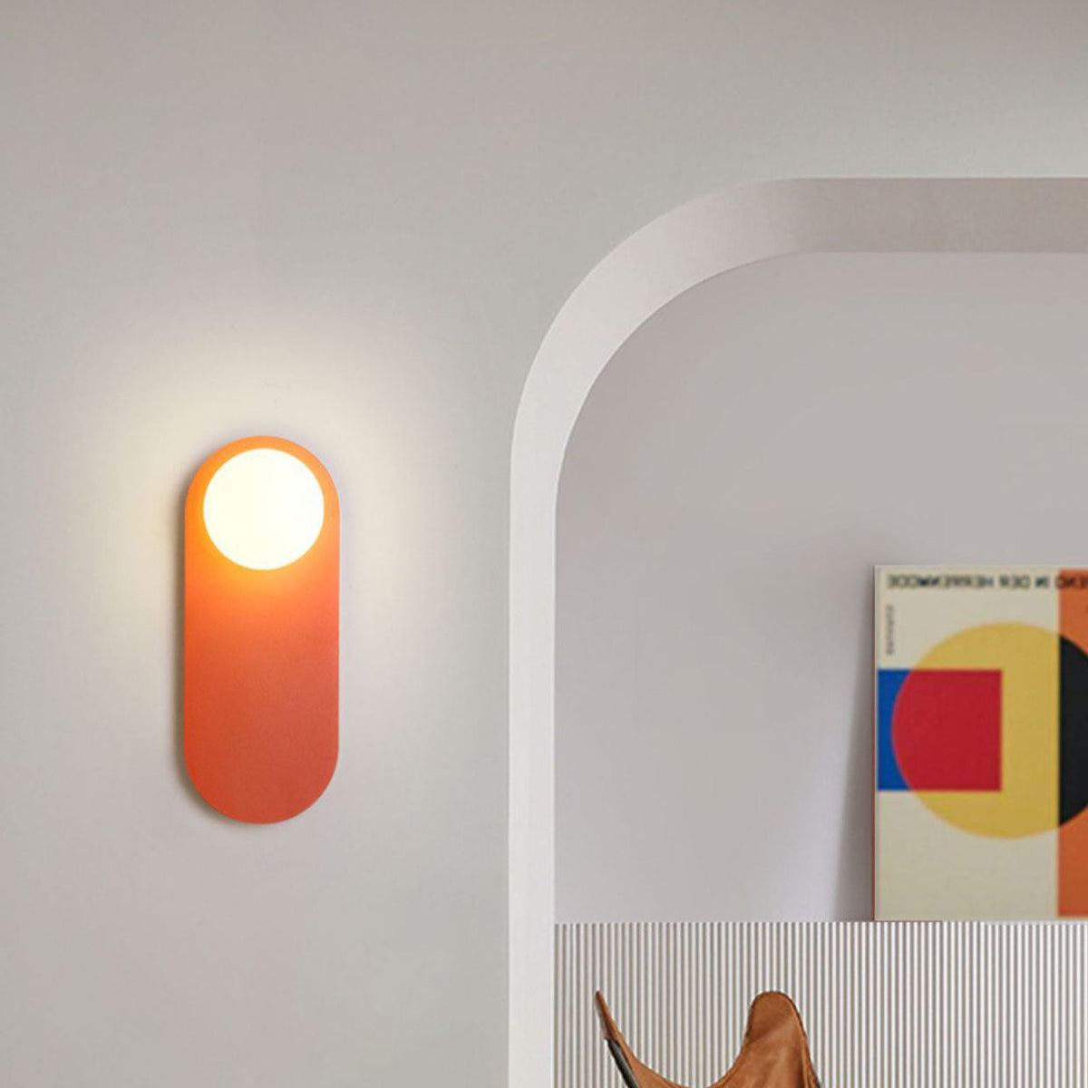 Glass Wall Sconce Lamp with Orange Ring 1-Light Nordic Minimalist Design-Lighting > Wall Lights-casanuva-220V-240V-casanuva
