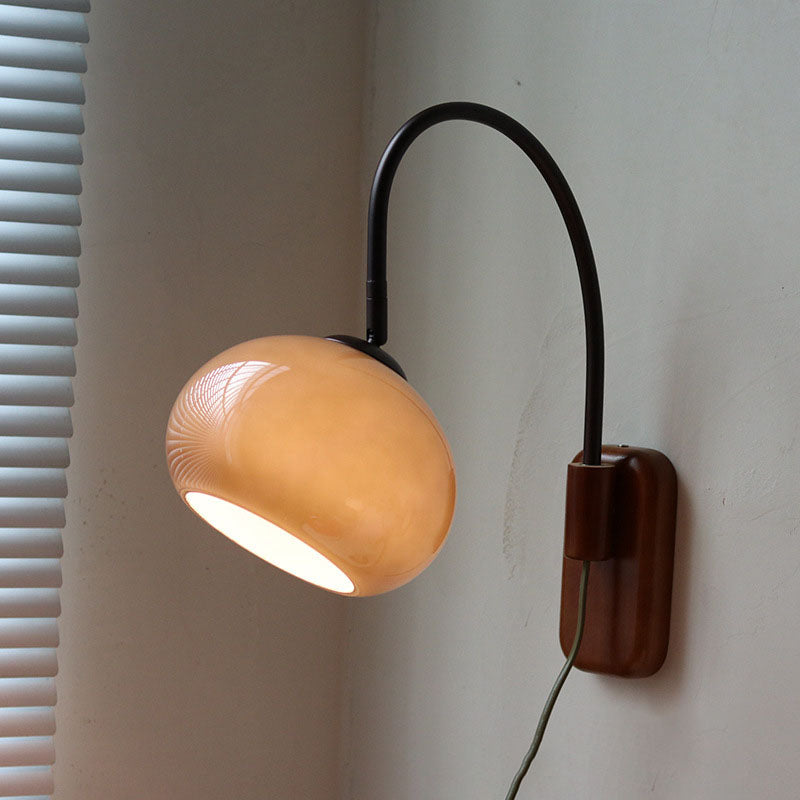 Glass and Solid Wood Wall Sconce Lamp 1-Light European Minimalist Design-Lighting > Wall Lights-casanuva-casanuva