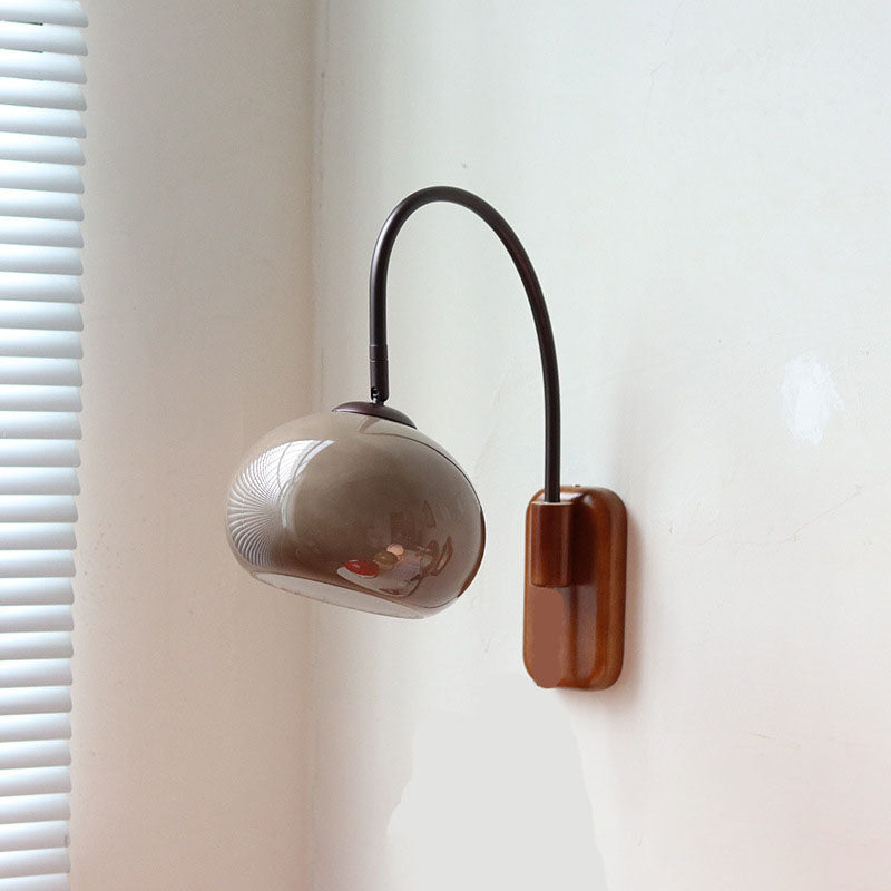 Glass and Solid Wood Wall Sconce Lamp 1-Light European Minimalist Design-Lighting > Wall Lights-casanuva-Hardwired-100V-120V-casanuva