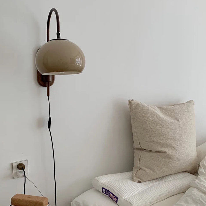 Glass and Solid Wood Wall Sconce Lamp 1-Light European Minimalist Design-Lighting > Wall Lights-casanuva-Plug-In-100V-120V-casanuva