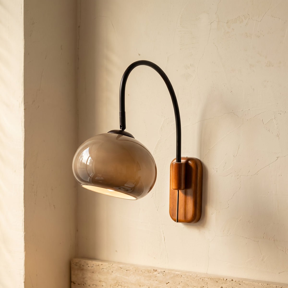Glass and Solid Wood Wall Sconce Lamp 1-Light European Minimalist Design-Lighting > Wall Lights-casanuva-casanuva