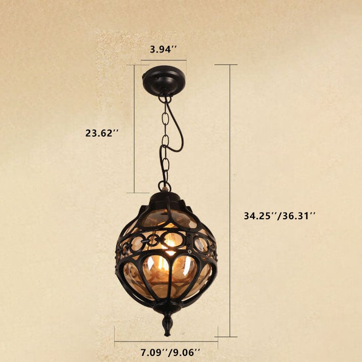 Globe Shape Waterproof Outdoor Pendant Light 1-Light Retro Industrial-Lighting > Outdoor Lighting-casanuva-casanuva