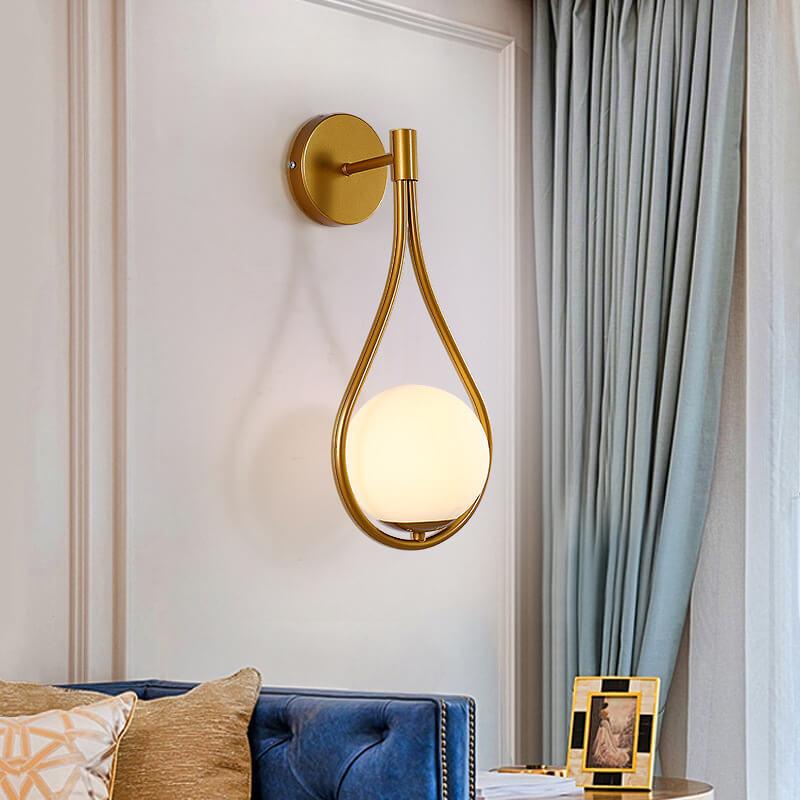 Globe Water Drop Shape 1-Light Wall Sconce Lamp-Lighting > Wall Lights-casanuva-Gold-Normal-100V-120V-casanuva
