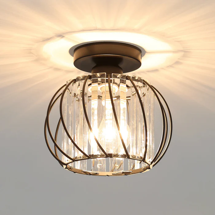Globular Glass Pendant Light for Hallway-Lighting > Pendant Lights-casanuva-Ceiling Light-Black-D16*H16cm-casanuva
