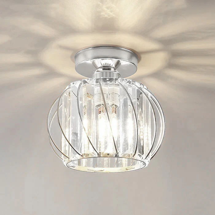 Globular Glass Pendant Light for Hallway-Lighting > Pendant Lights-casanuva-Ceiling Light-Silver-D16*H16cm-casanuva