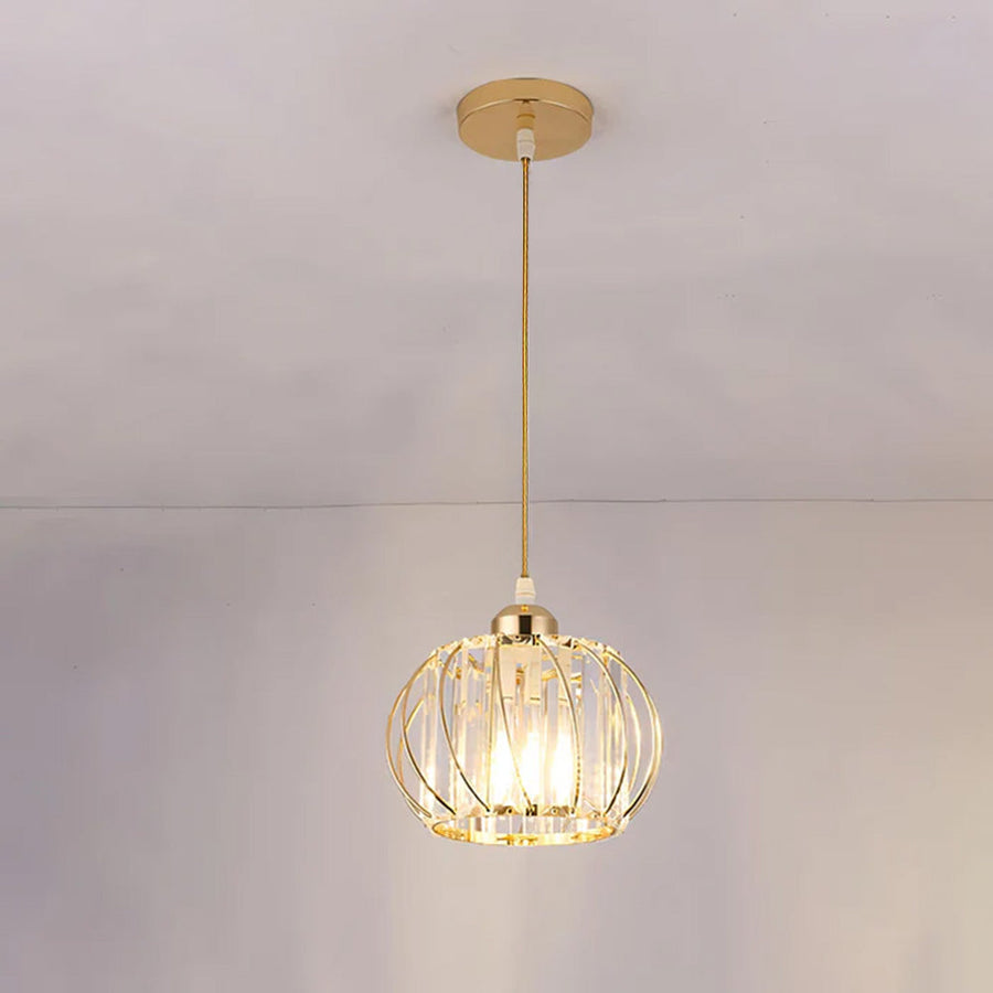 Globular Glass Pendant Light for Hallway-Lighting > Pendant Lights-casanuva-Pendant Light-Gold-D16*H16cm-casanuva
