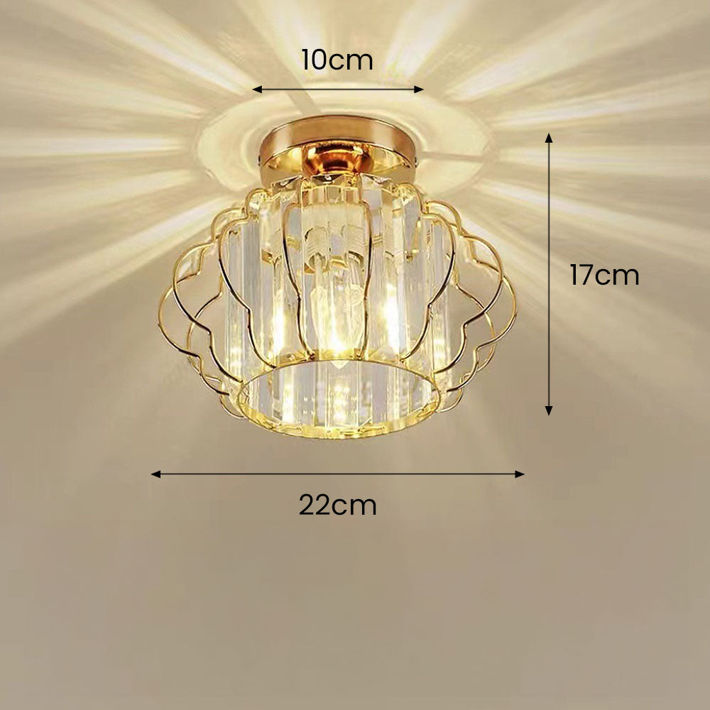 Gold Crystal Hallway Ceiling Light Fixture-Lighting > Ceiling Lights-casanuva-casanuva