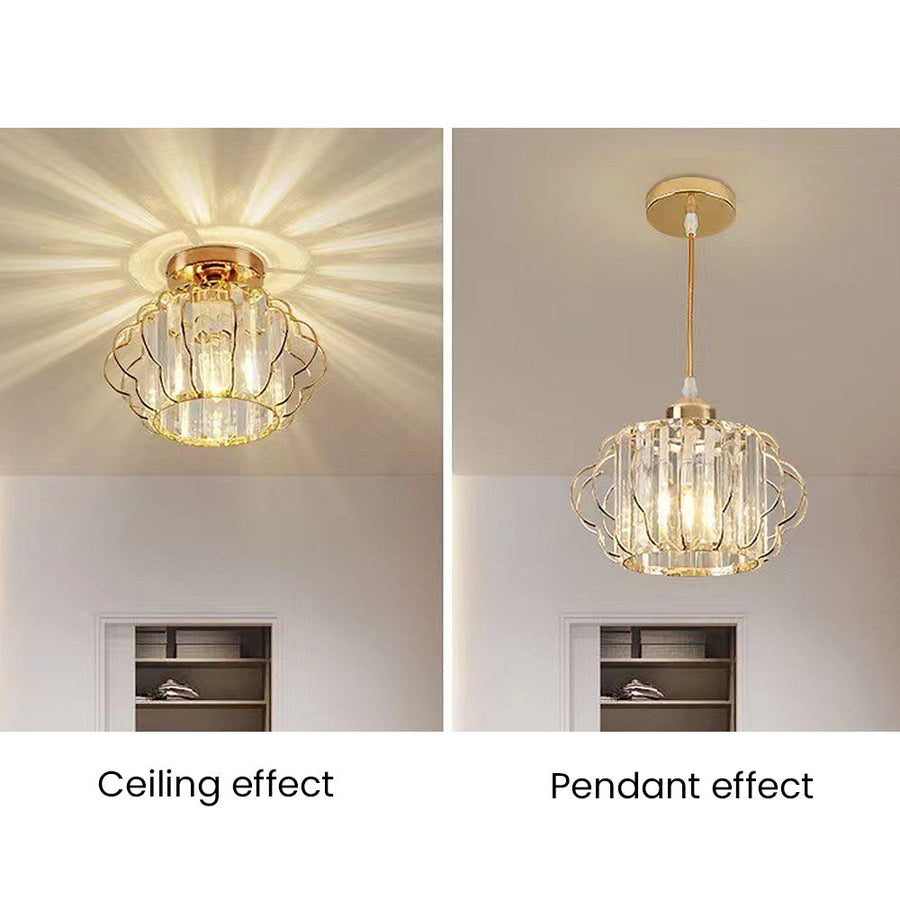 Gold Crystal Hallway Ceiling Light Fixture-Lighting > Ceiling Lights-casanuva-casanuva