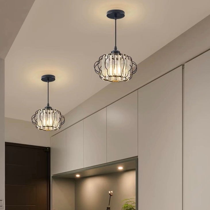 Gold Crystal Hallway Ceiling Light Fixture-Lighting > Ceiling Lights-casanuva-Black-Pendant Light-D22*H17CM-casanuva
