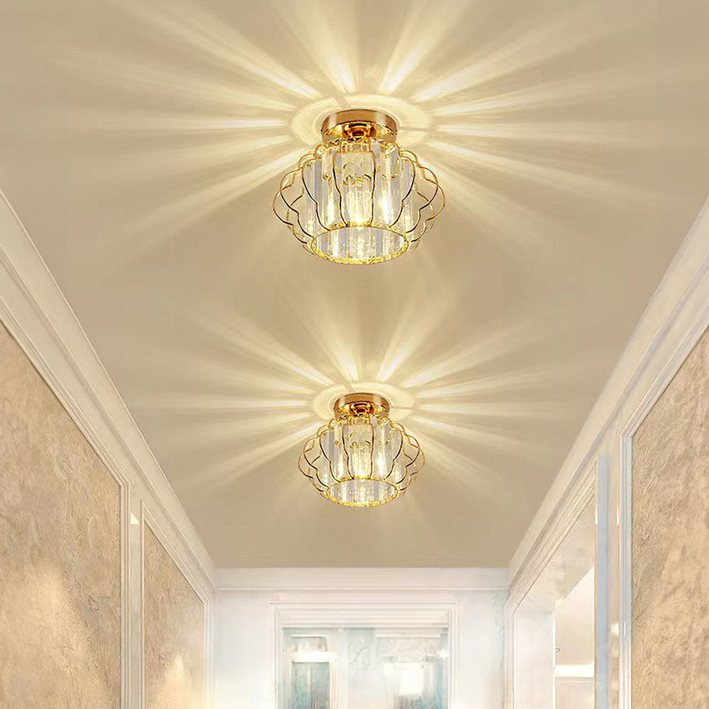 Gold Crystal Hallway Ceiling Light Fixture-Lighting > Ceiling Lights-casanuva-Gold-Ceiling Light-D22*H17CM-casanuva