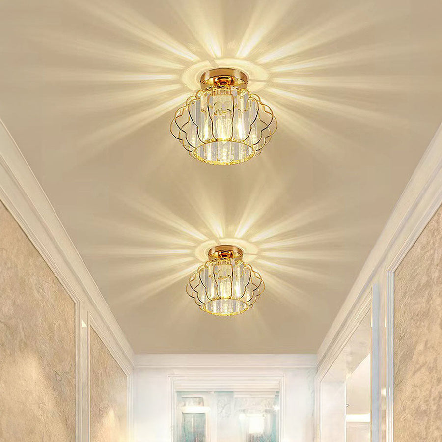 Gold Crystal Hallway Ceiling Light Fixture-Lighting > Ceiling Lights-casanuva-Gold-Ceiling Light-D22*H17CM-casanuva