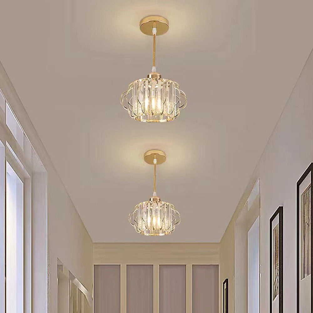 Gold Crystal Hallway Ceiling Light Fixture-Lighting > Ceiling Lights-casanuva-Gold-Pendant Light-D22*H17CM-casanuva