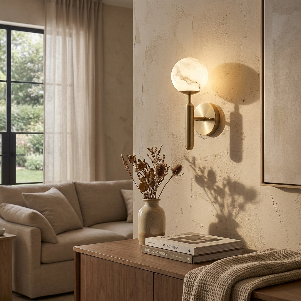 Gold Marble Wall Lamp-Lighting > Wall Lights-casanuva-casanuva