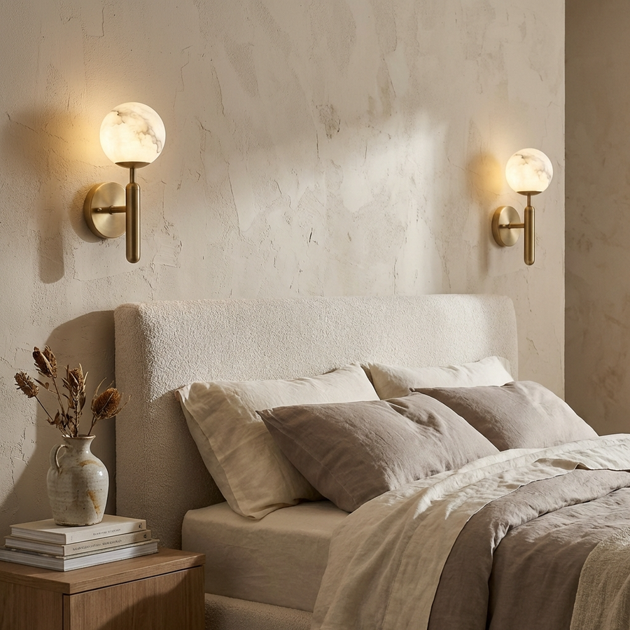 Gold Marble Wall Lamp-Lighting > Wall Lights-casanuva-casanuva