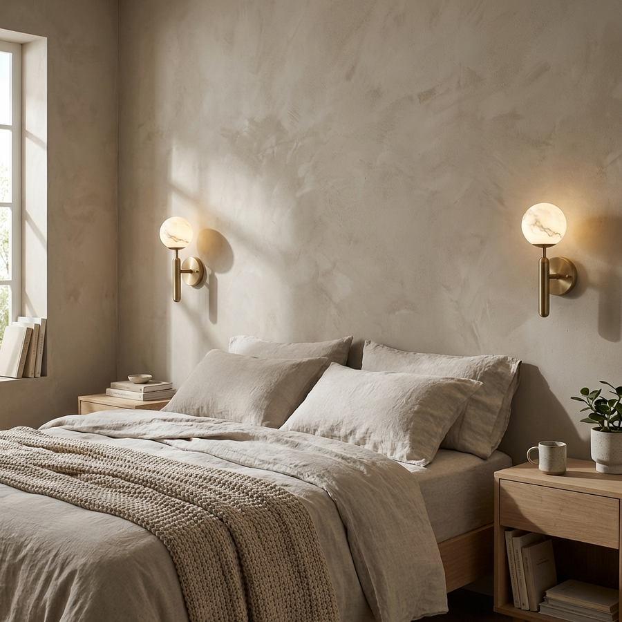 Gold Marble Wall Lamp-Lighting > Wall Lights-casanuva-casanuva