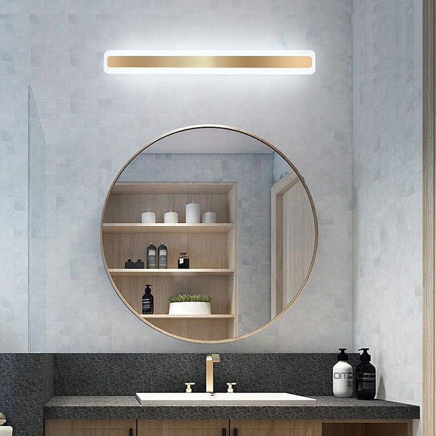 Gold Metal Long Bathroom Wall Mirror Light-Lighting > Wall Lights-casanuva-Gold-D40*H9CM-15W-White Light-casanuva