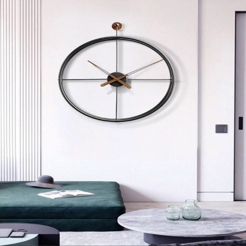 Gold and Black Metal Wall Clock 50cm-Home Decor > Clocks-casanuva-casanuva