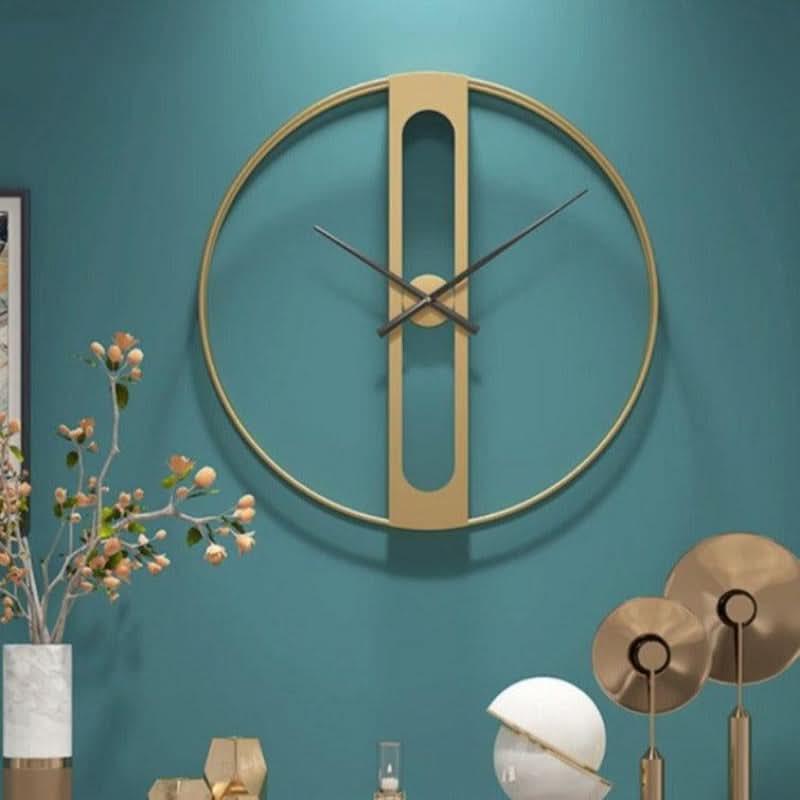 Gold and Black Metal Wall Clock 50cm-Home Decor > Clocks-casanuva-casanuva