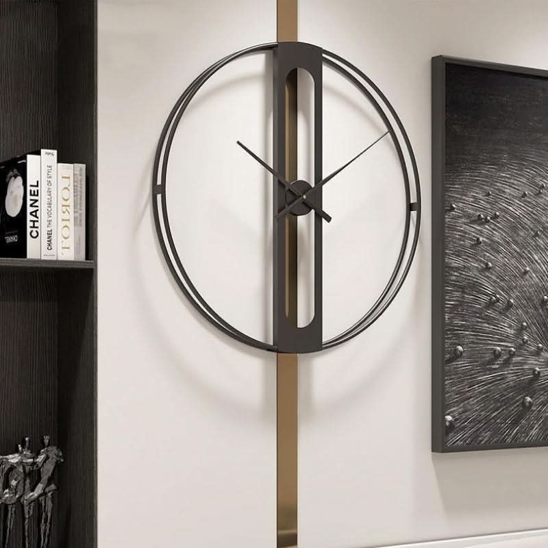 Gold and Black Metal Wall Clock 50cm-Home Decor > Clocks-casanuva-Black-casanuva