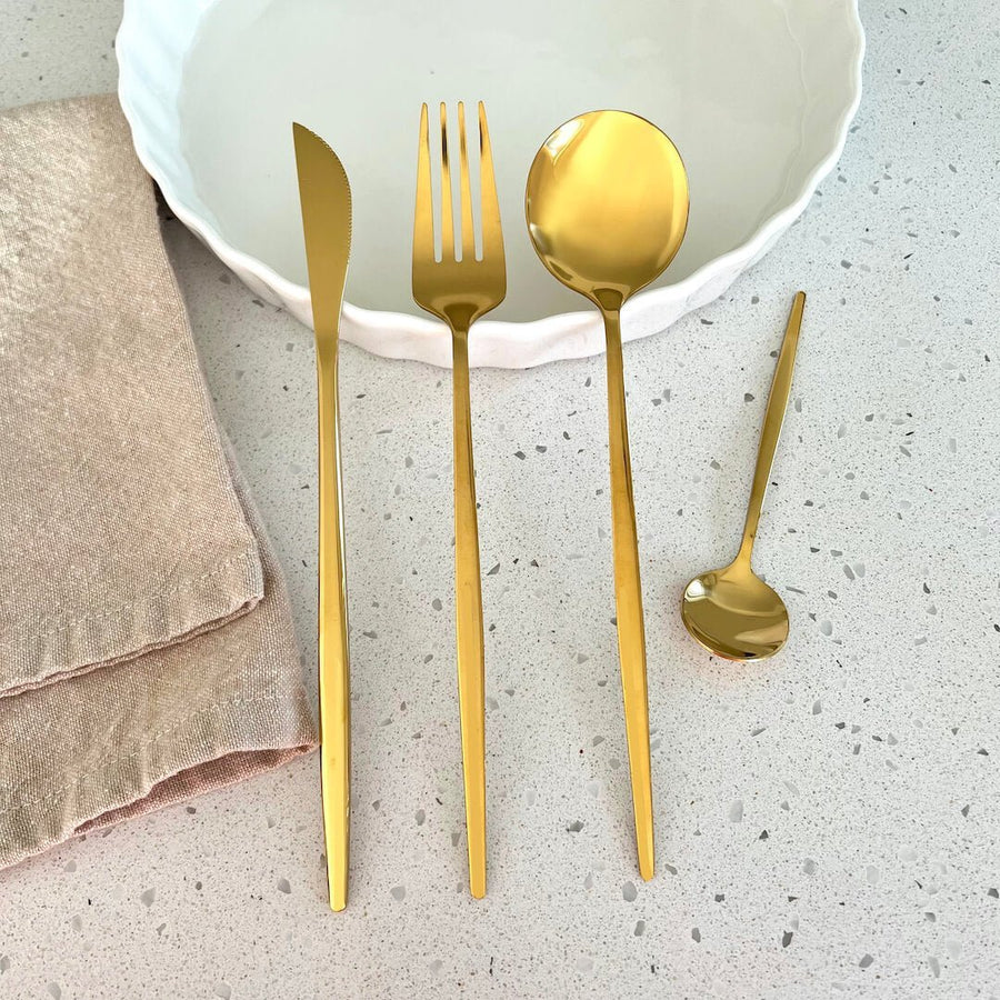 Golden Flatware Set 24 Pieces-Kitchen & Dining > Cutlery-casanuva-casanuva