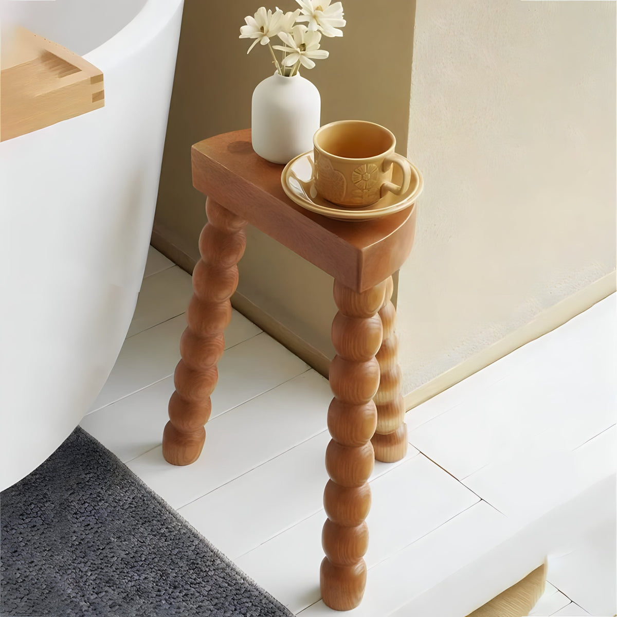 Half Moon Mini Table with Bubble Design-Furniture > Side Tables-casanuva-cherry-casanuva