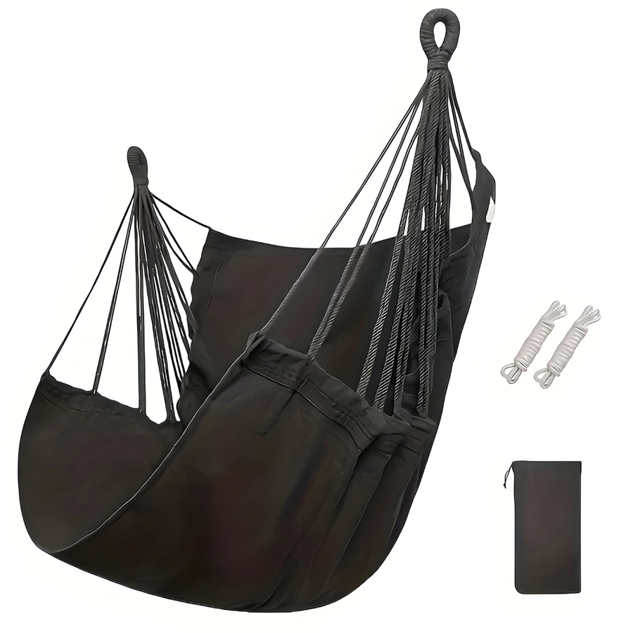 Hammock Comfortable Durable Polyester Cotton Supports Up to 150 kg-Home Decor > Decorative Accessories-casanuva-Black-casanuva