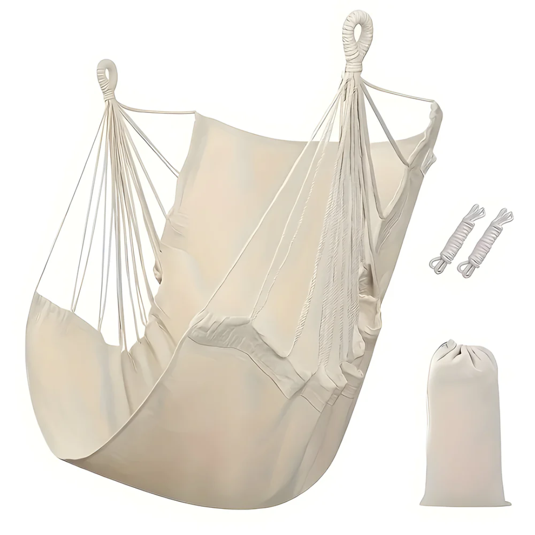 Hammock Comfortable Durable Polyester Cotton Supports Up to 150 kg-Home Decor > Decorative Accessories-casanuva-White-casanuva