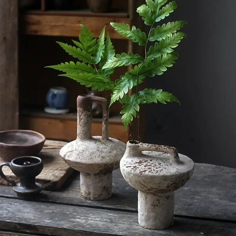 Handcrafted Ceramic Vase Wabi-Sabi Timeworn Design-Home Decor > Vases-casanuva-casanuva