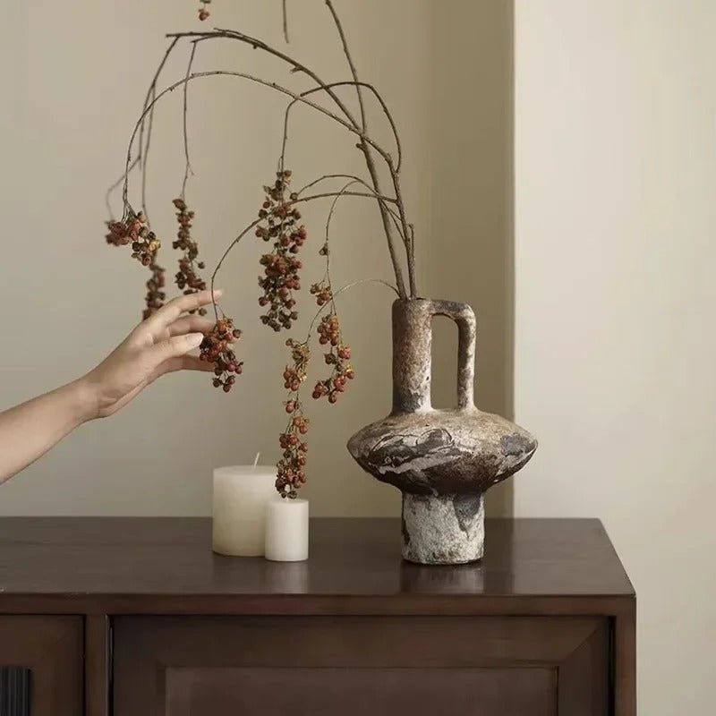 Handcrafted Ceramic Vase Wabi-Sabi Timeworn Design-Home Decor > Vases-casanuva-casanuva