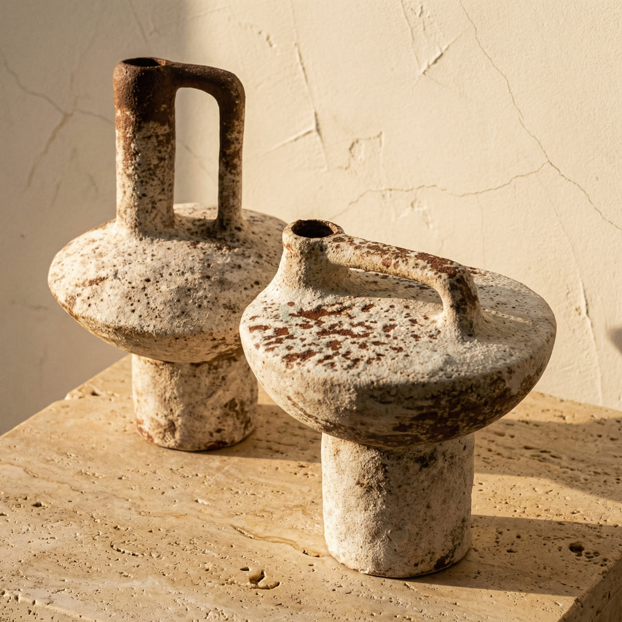 Handcrafted Ceramic Vase Wabi-Sabi Timeworn Design-Home Decor > Vases-casanuva-casanuva