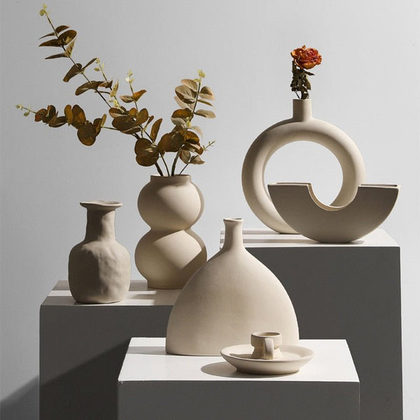 Handmade Ceramic Vase and Candle Holders Set-Home Decor > Candle Holders-casanuva-casanuva