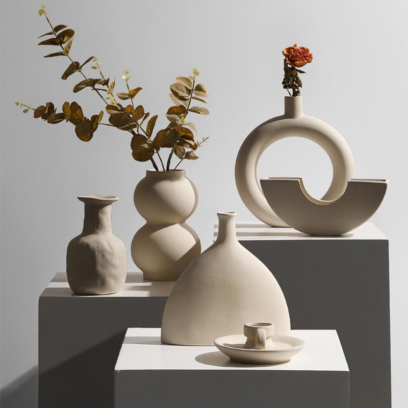 Handmade Ceramic Vase and Candle Holders Set-Home Decor > Candle Holders-casanuva-casanuva
