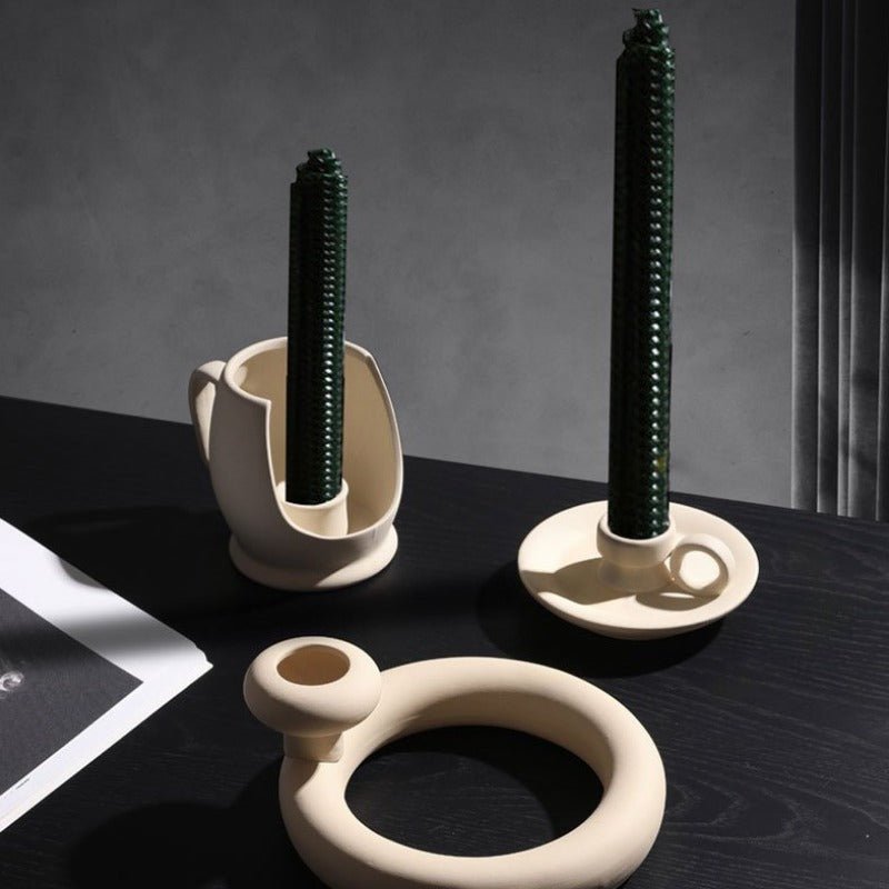 Handmade Ceramic Vase and Candle Holders Set-Home Decor > Candle Holders-casanuva-casanuva